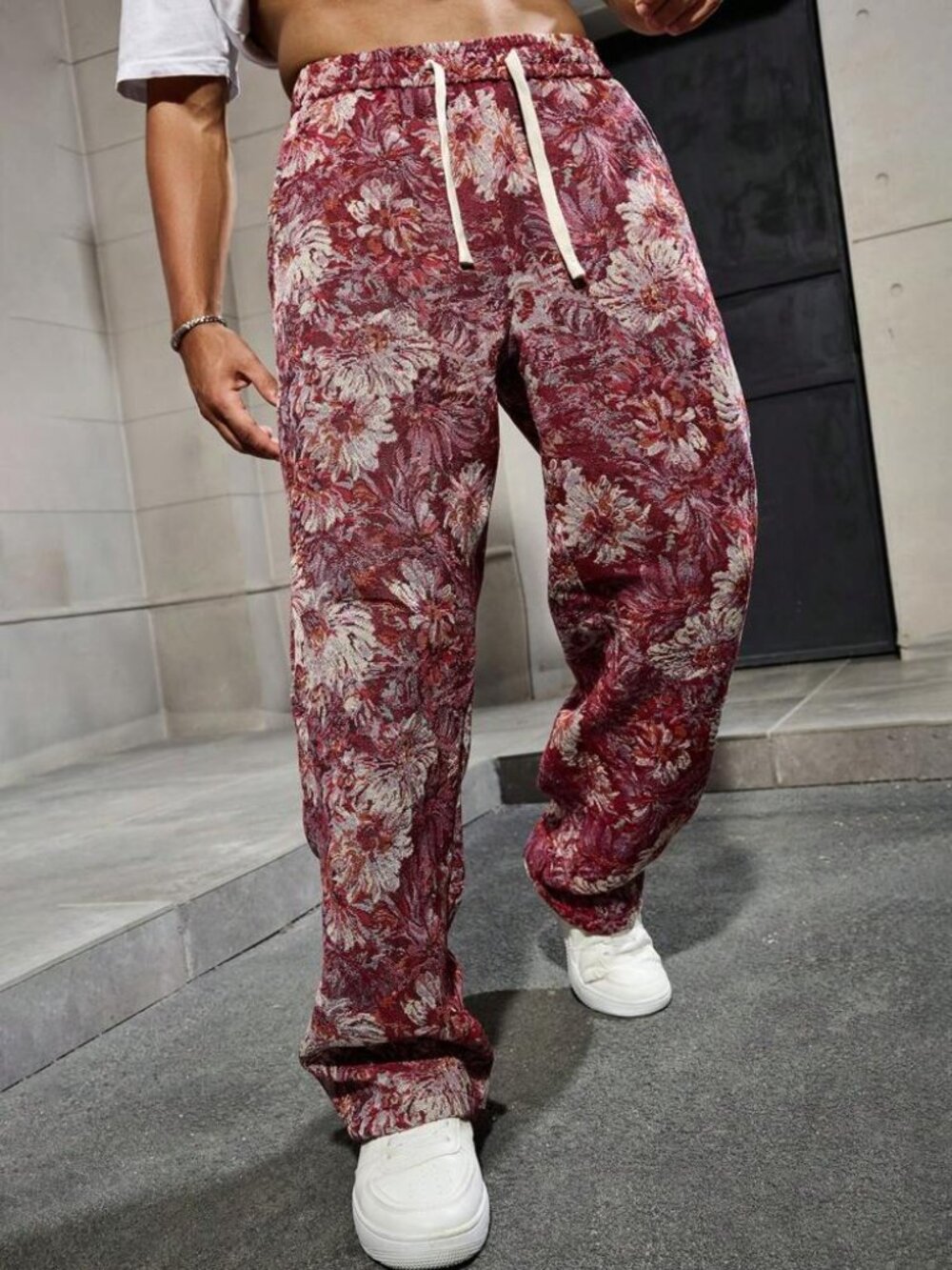 Manfinity Jacquard Tapestry Floral Pants